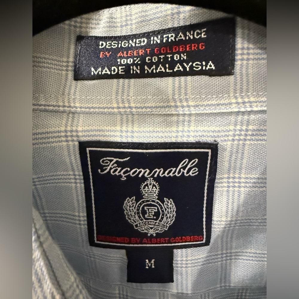 Faconnable Light Blue Plaid Button Down Shirt - image 3
